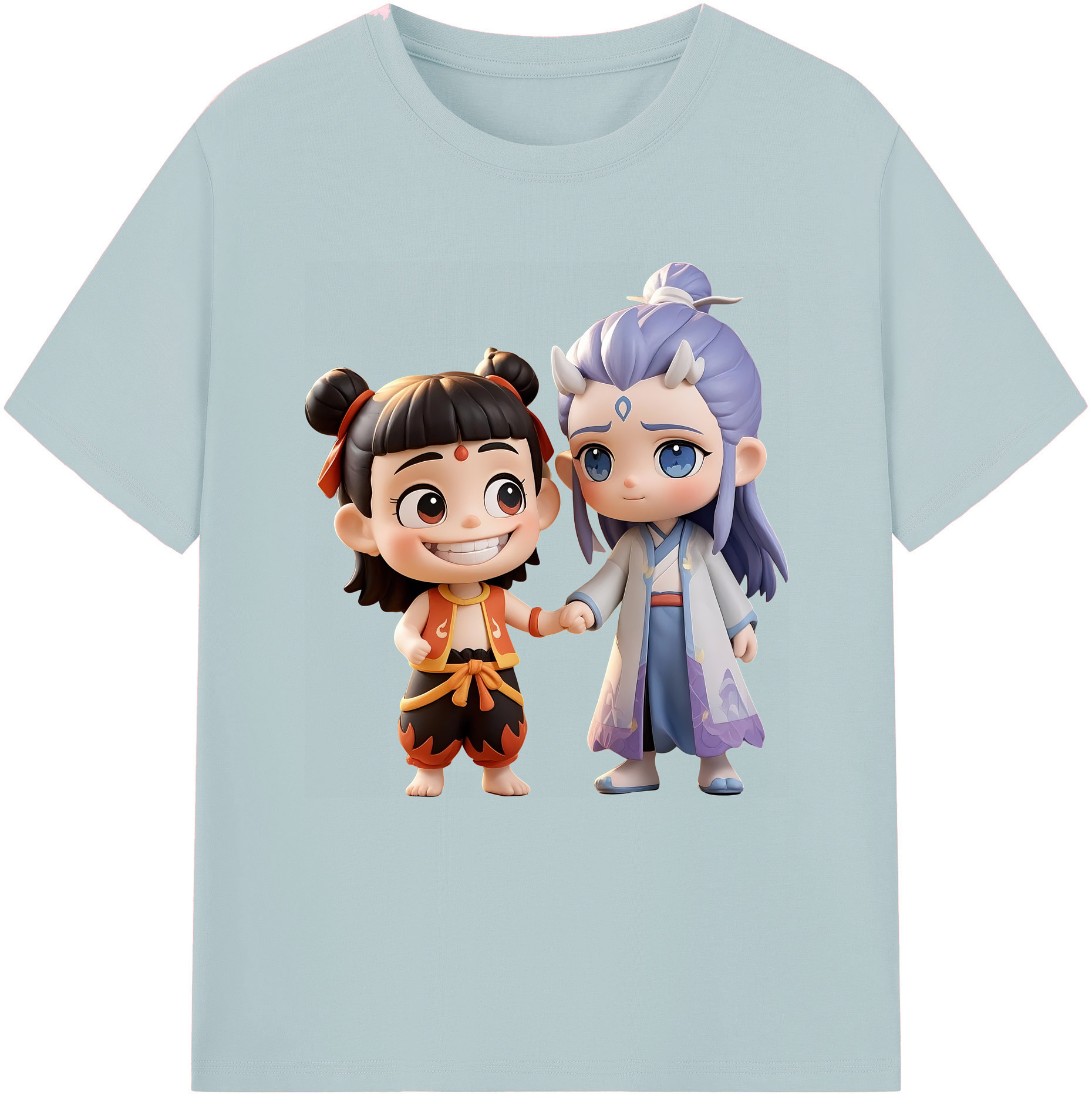 （画像用） Ne Zha 2 ナタ 魔童の大暴れ 綿100％半袖Tシャツ（フロントプリント）
